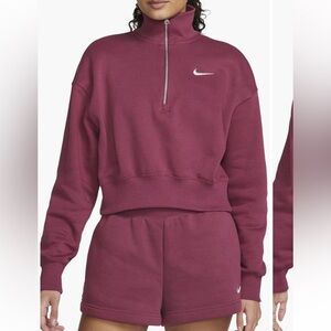 Nike sportswear Phoenix fleece half zip crop sweatshirt- rosewood sz L